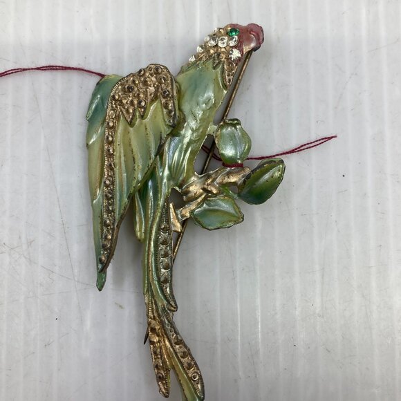 Vtg 1940 CORO enamel paradise bird parrot enameled brooch - Picture 1 of 2